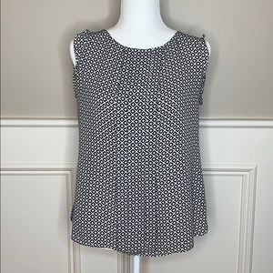 Loft Black & White Printed Ruffle Sleeve Blouse